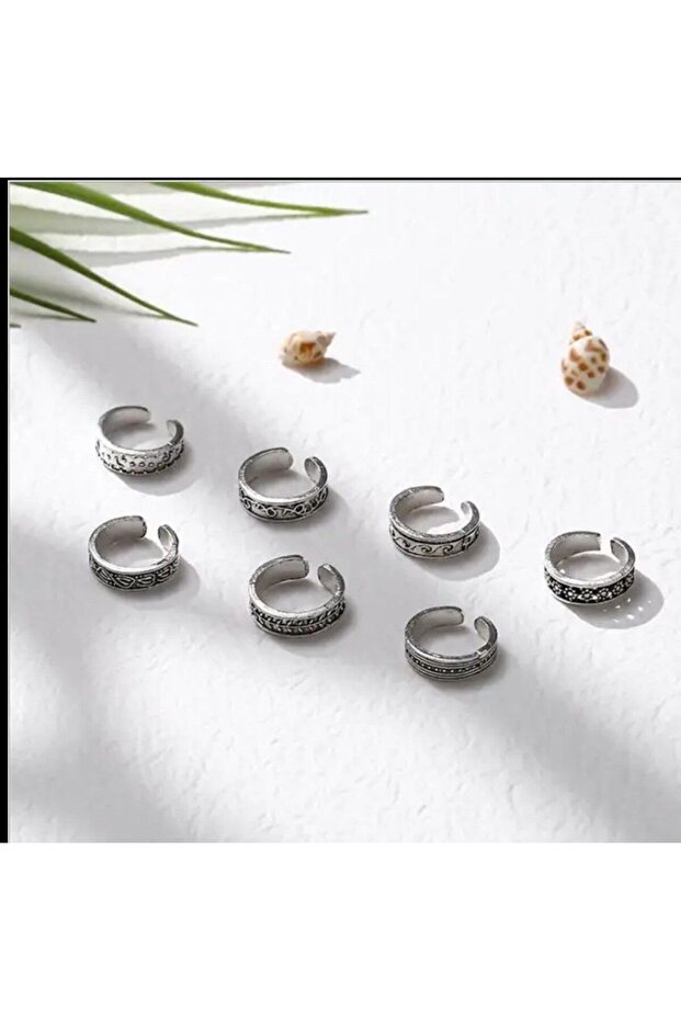 Women's 7-Piece Stainless Steel Toe Ring Set