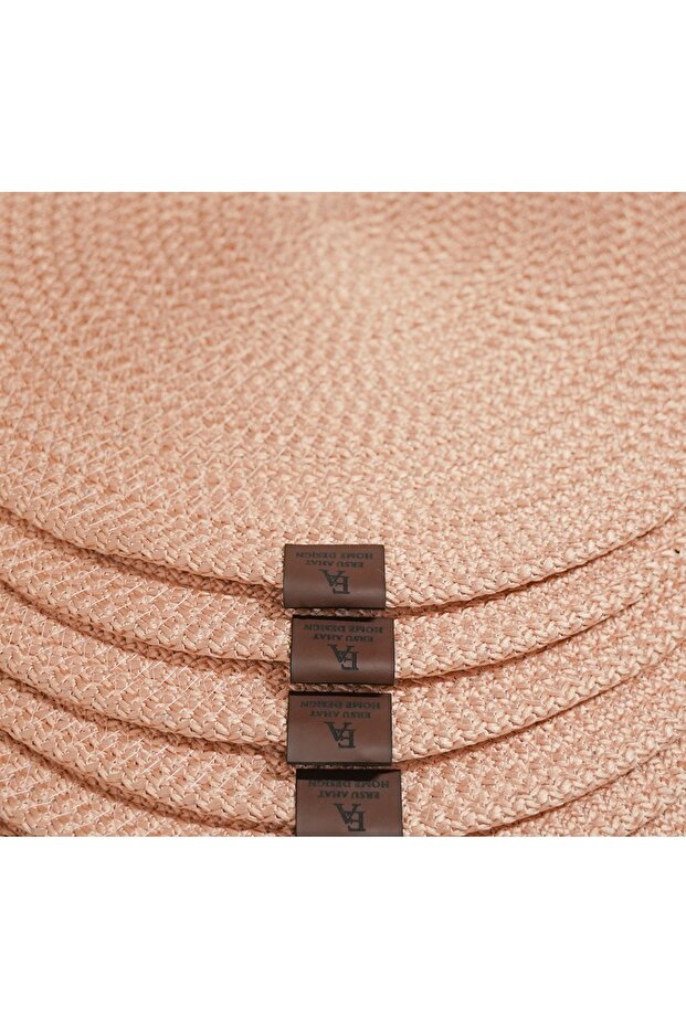 4 Pieces Wicker Look Jute Placemats, American Service Luxury Presentation Plate Coasters - Pink