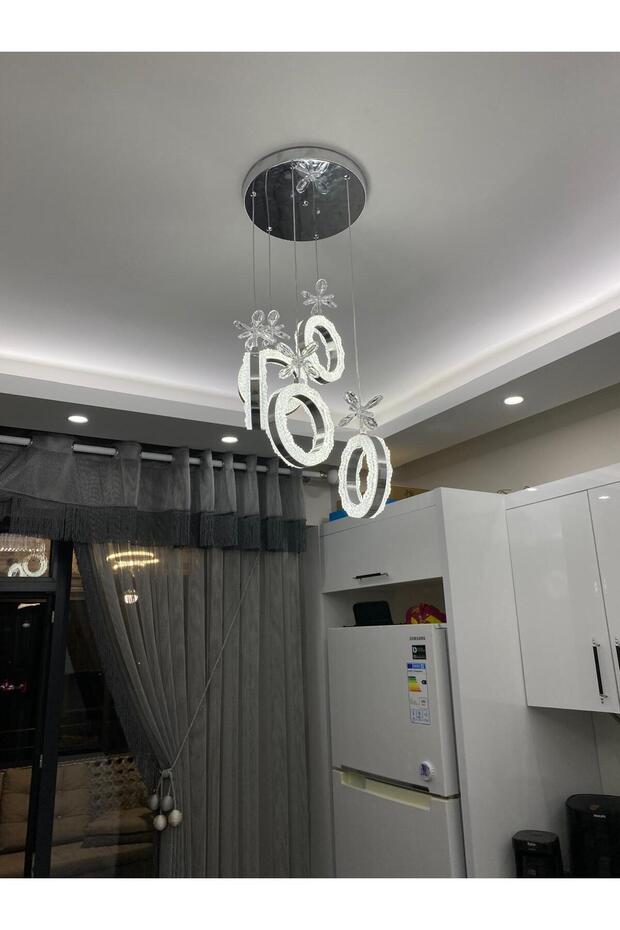 Maya Avize 5'li Silindir Krom Kristal Led Avize - 1
