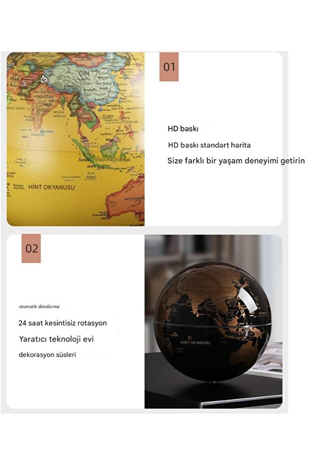 IŞIKLI DÖNEN DÜNYA KÜRE SİYAH - 7