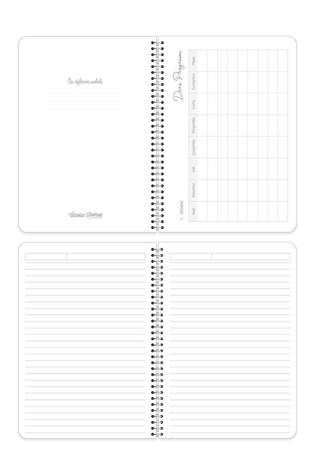 A5 Spiralli Okul Defteri 2’li Set – Çizgili, Soft Touch Kapak - 7