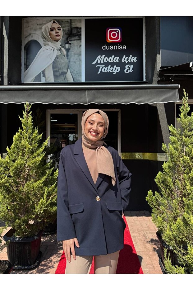 Tek Düğmeli Blazer Çelik Ceket W-6846 - 1