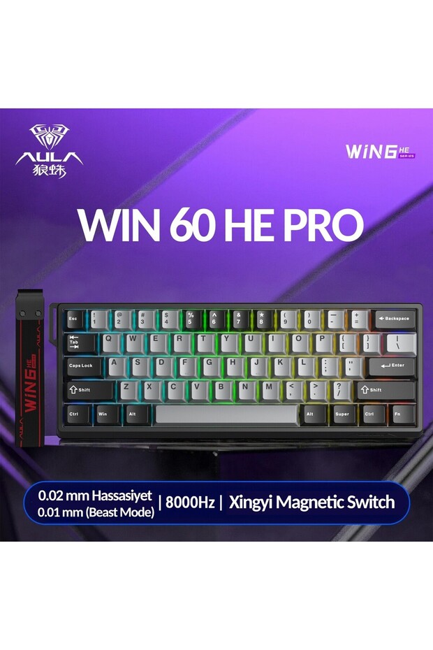 Win60 He Pro Manyetik Klavye Rapid Trigger Xingyi Switch 8000Hz RGB TKL Hot Swap Oyuncu Klavyes - 2