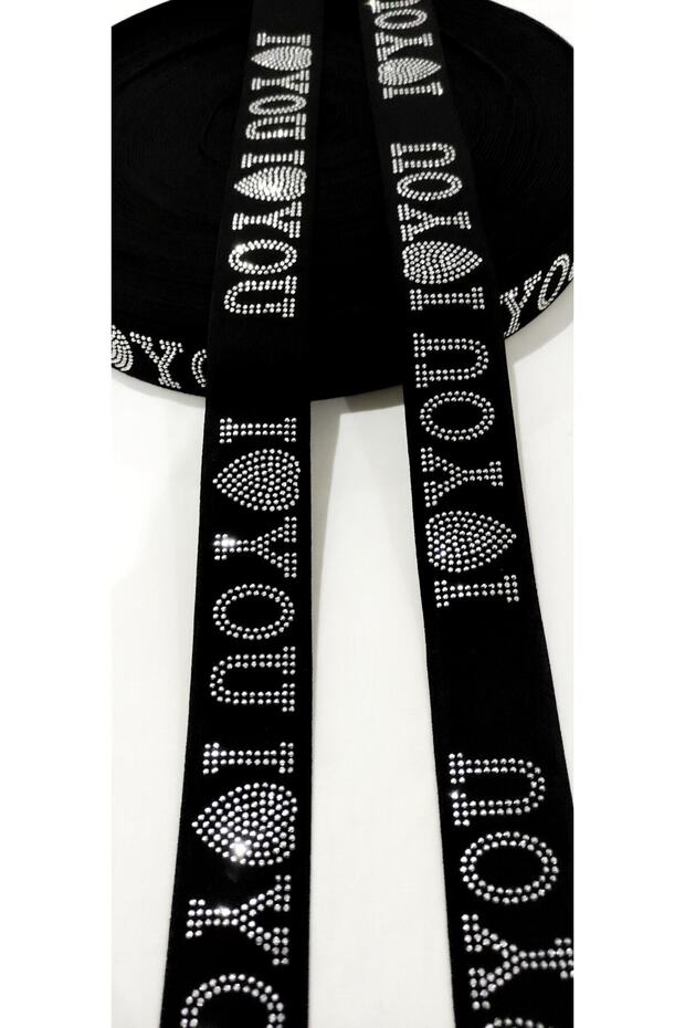 Special Black Silver Love Stone Embroidered Ribbon