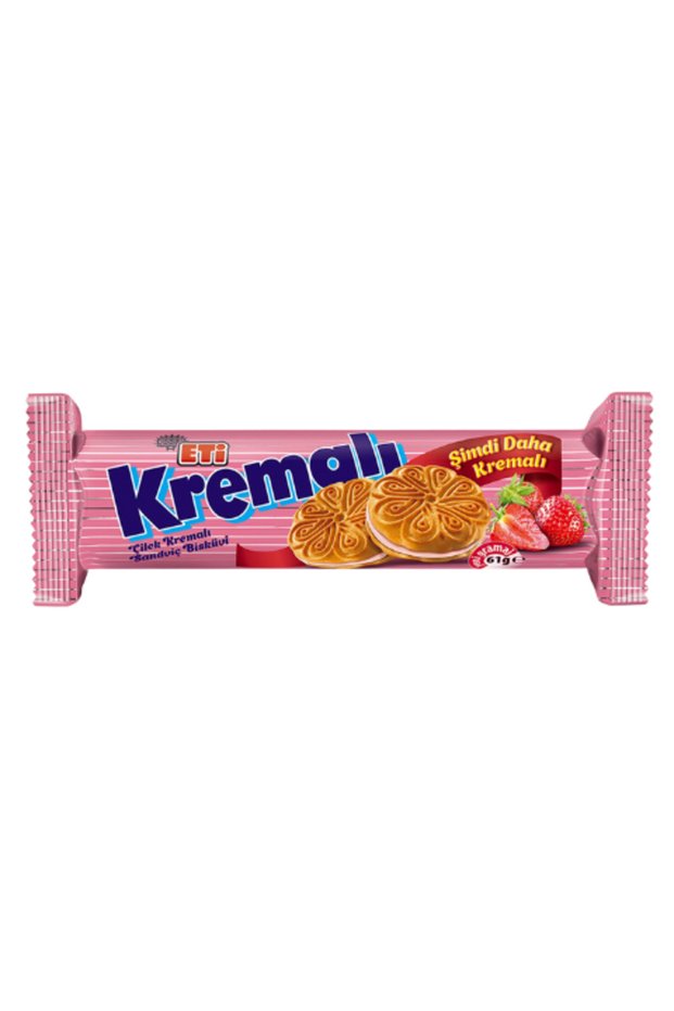 Strawberry Cream Sandwich Biscuit 61 Gr * 24 Pieces