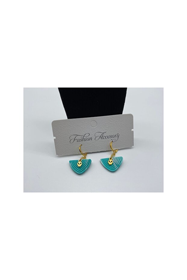 Gold Skeleton Turquoise Textured Polymer Clay Hoop Earrings