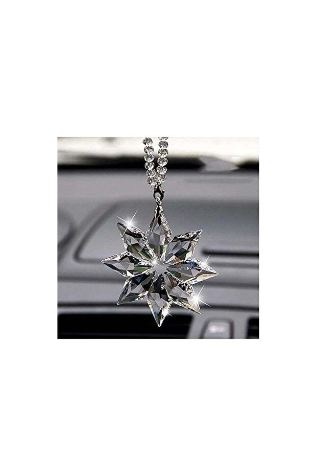 Car Rear View Crystal Snowflake Hanging Ornament Pendant