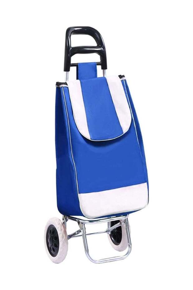 2 Wheels Foldable Grocery Shopping Trolley With Detachable Bag