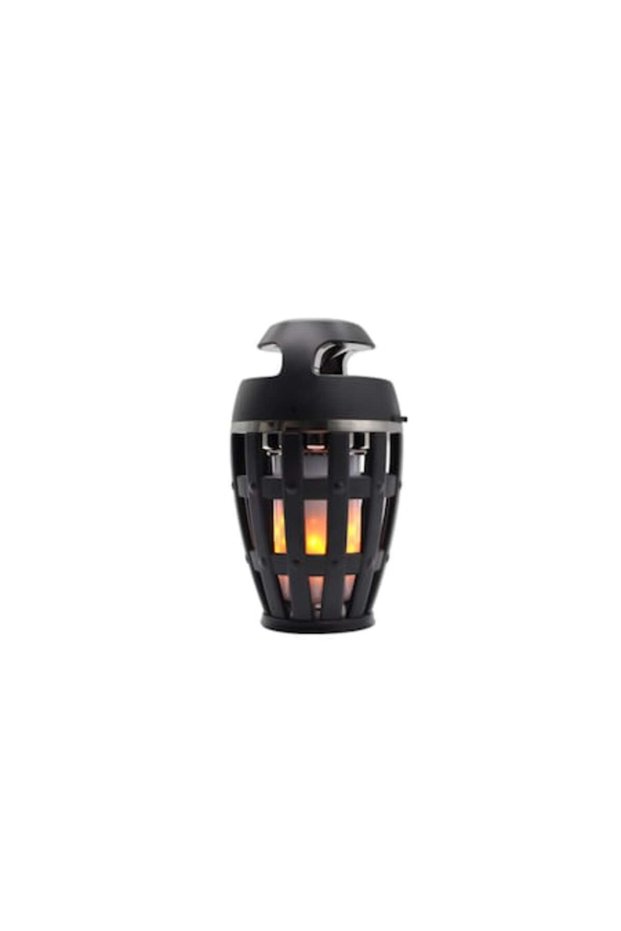 Portable speaker with ambient light, rustic design with lantern/flame
