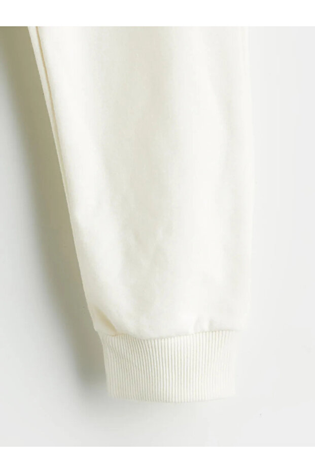 Kids Bej Beli Lastikli Baskılı Pamuklu Erkek Çocuk Jogger Eşofman Altı - 3