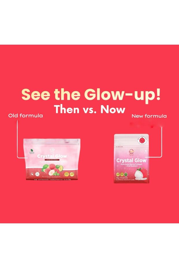 Crystal Glow Hydrolyzed Marine Collagen Mix with Glutathione & Lychee Extract, 10 Sachets - 3