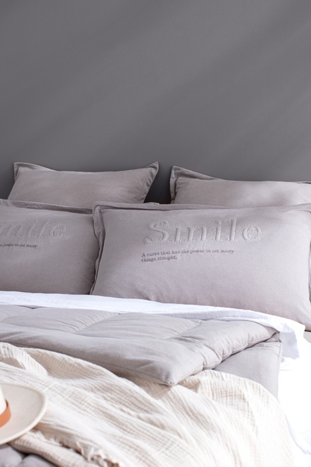 Yeni Sezon Bobigny Çift Kişilik Pamuklu SuperSoft Comforter Set - Gri - GRİ - 4