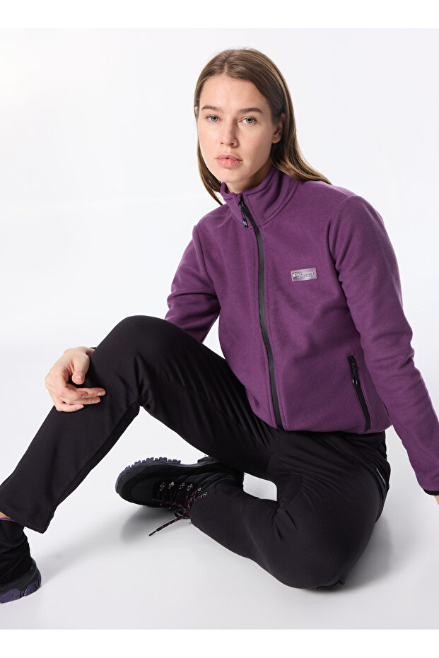 Mor Kadın Dik Yaka Basic Polar Sweatshırt D4WL-SWT3928 - 2