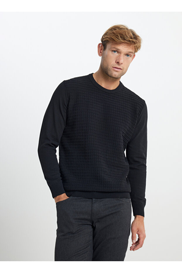 Altınyıldız Classics Crewneck Standard Black سترة رجالية ACE492510288 триكو ركوب الدراجات الرقبة