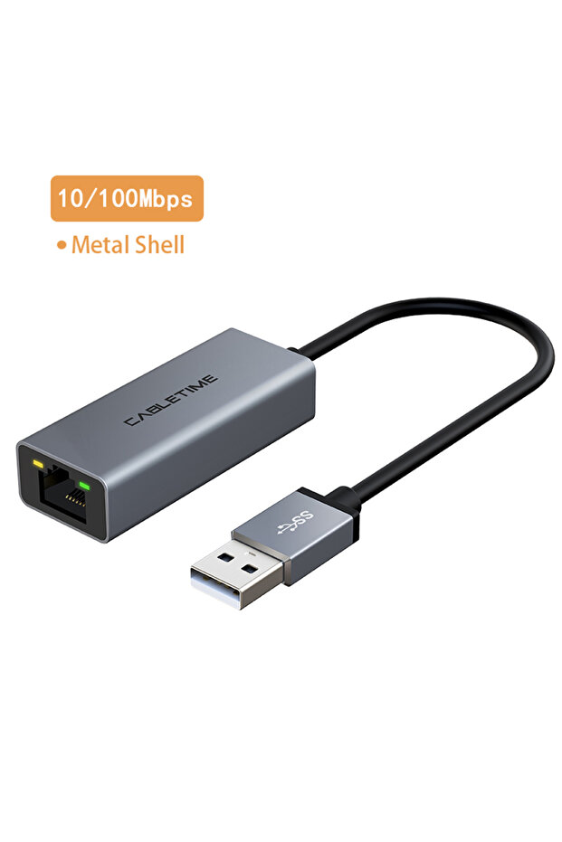 محول إيثرنت USB-A من كابل تايم بسرعة 100/1000 ميجابت في الثانية، USB 2.0، بطاقة شبكة RJ45، محول RJ45
