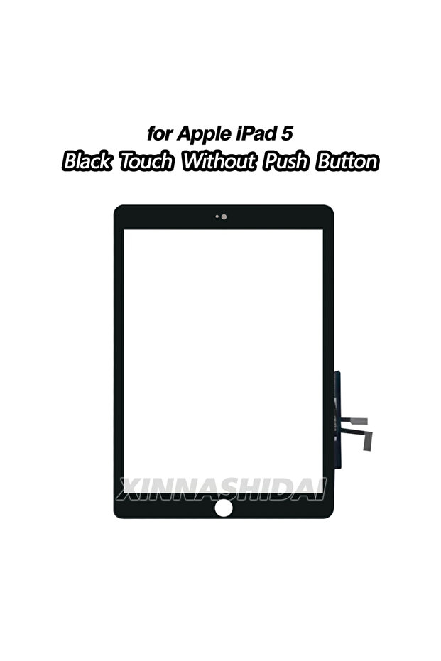 شاشة لمس زجاجية أمامية بدون زر لجهاز iPad 5 2017 مع محول رقمي للشاشة ولوحة لمس بزر الصفحة الرئيسية باللون الأسود