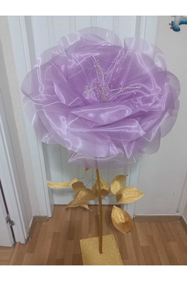 Dev tül çiçek gold mor - 2