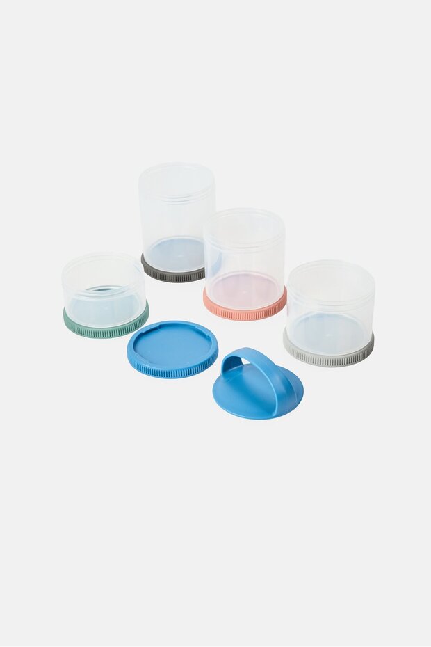 مجموعة من 4 حاويات بلاستيكية لحفظ الوجبات الخفيفة، متعددة الألوان - 3