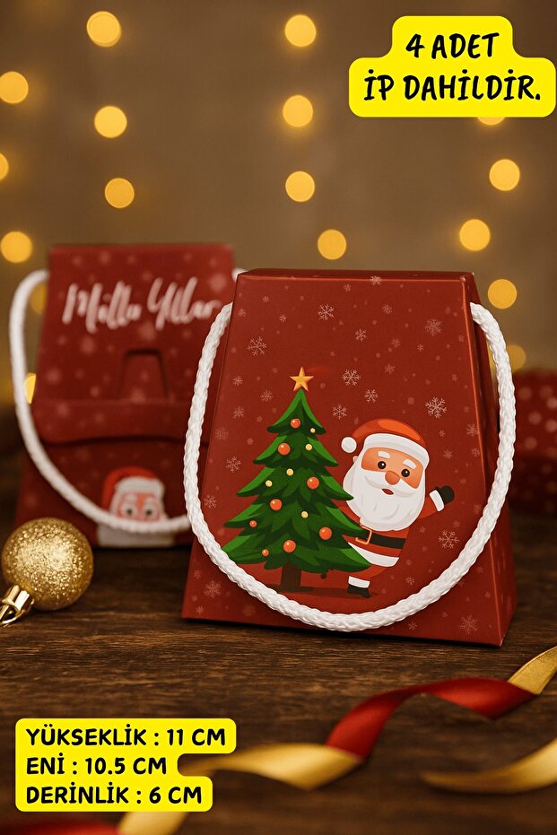 4 Adet Noel Babalı Hediye Kutusu- Sömestr Hediye - Yılbaşı Hediyesi - Yılbaşı Kutusu - 1