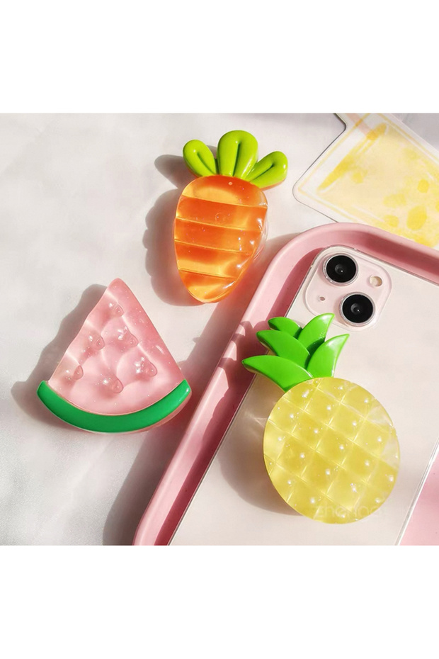 Popsocket Yapışkan 3D Meyve ve Sebze Desenli Popsocket Telefon Standı ve Tutacağı - 2