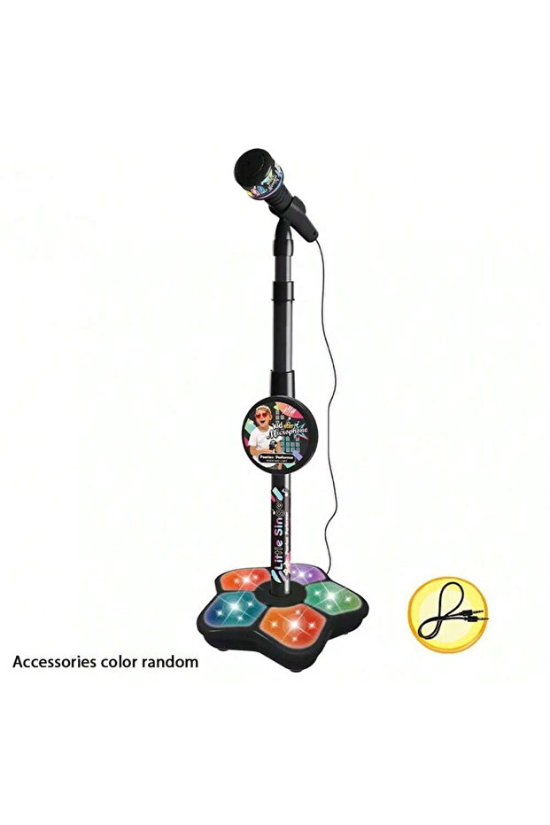 black Kids Microphone Stand Toy, Portable Children's Karaoke Electronic, Durable Party Karaoke Micro