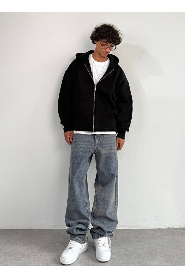 سترة شتوية من القماش ذات مقاس كبير وفاخرة بسحاب أساسي - 3