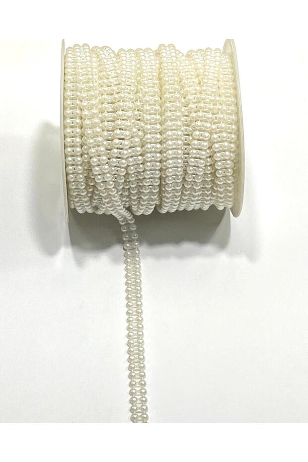 Ribbon Pearl / Double Row Half Pearl Ribbon / 22 Meters Cream
