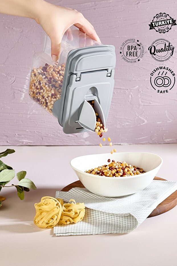 Double Function Lid Food Storage Container Modern and Practical Grain Storage Container with Pouring System - 1