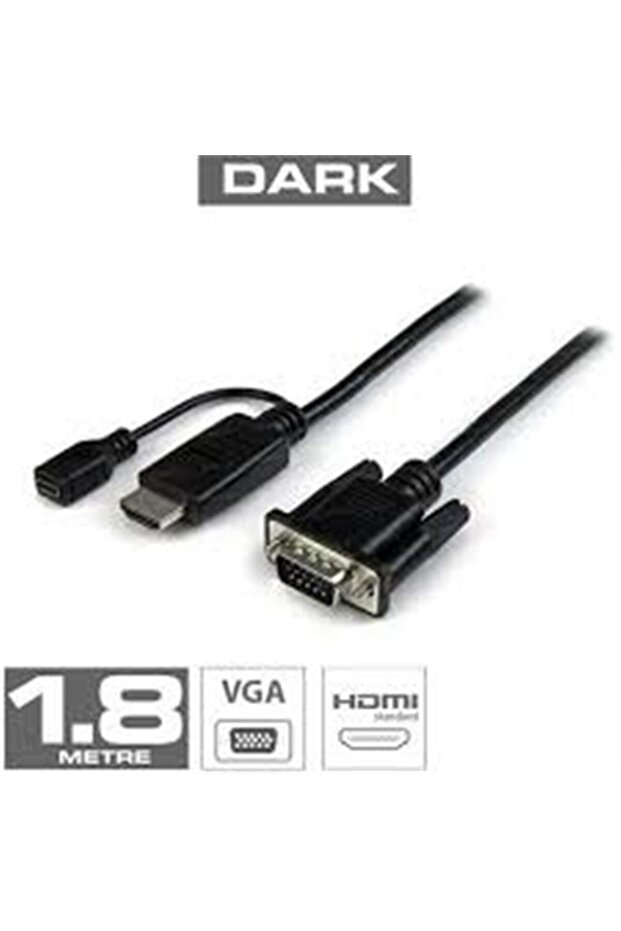 Dark dk hd ahdmixvgal180 1.8m hdmi to vga power supported cable