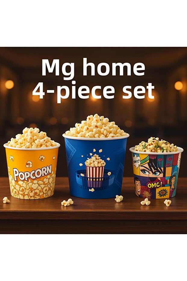 4 Pcs Corn Bucket Chips Bucket Popcorn Bowl 2200 ml Plastic Unbreakable Bucket Popcorn