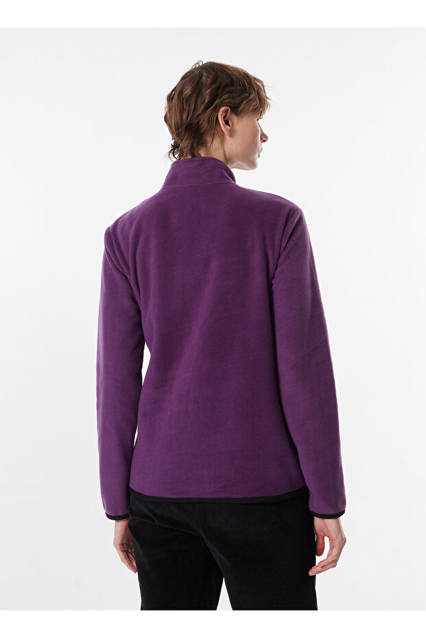 Mor Kadın Dik Yaka Basic Polar Sweatshırt D4WL-SWT3928 - 5