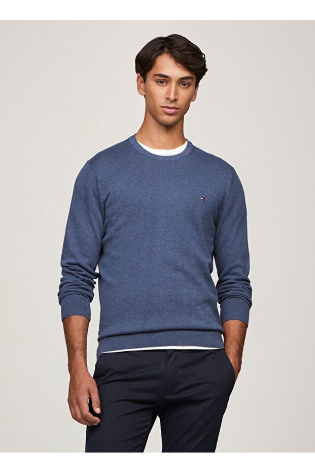 Bisiklet Yaka Mavi Erkek Kazak MW0MW14748DBZ - 1