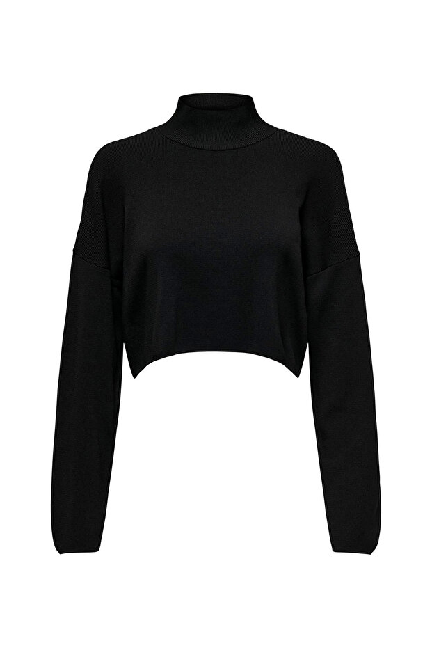Regular Knitted Patterned Black Sweater Women's Onlbodrum Cropped Pullover Knt