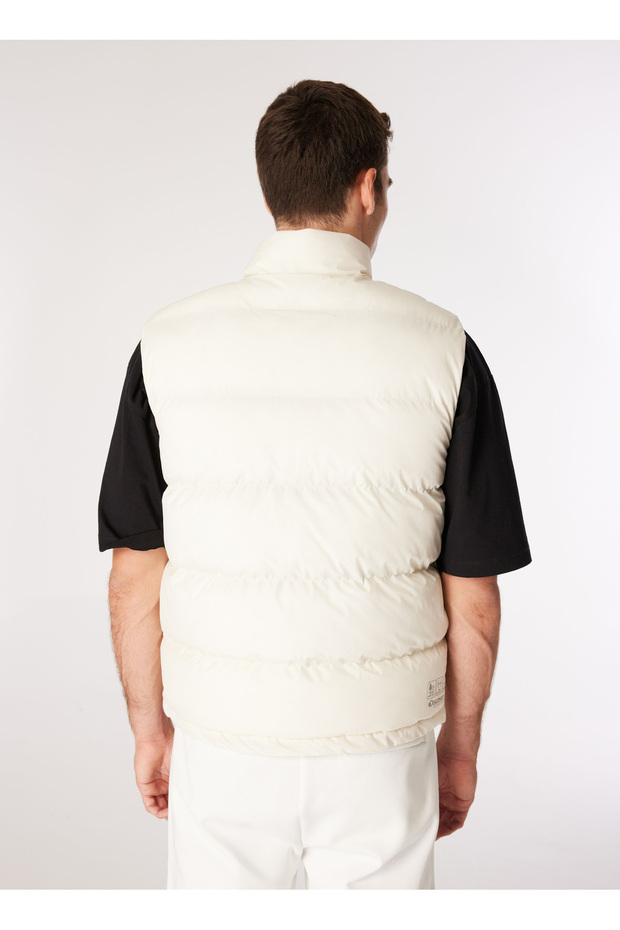 D4WM-YLK3243 Krem Erkek Dik Yaka Relaxed Puffer Yelek - 6