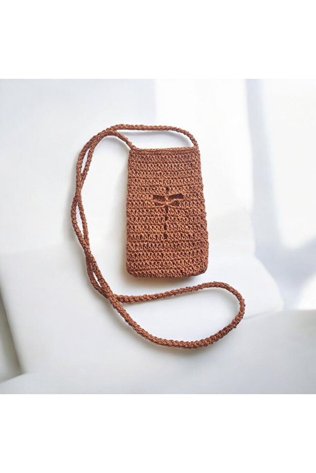 Zephyra Phone Bag – Hand Knitted, Dragonfly Patterned