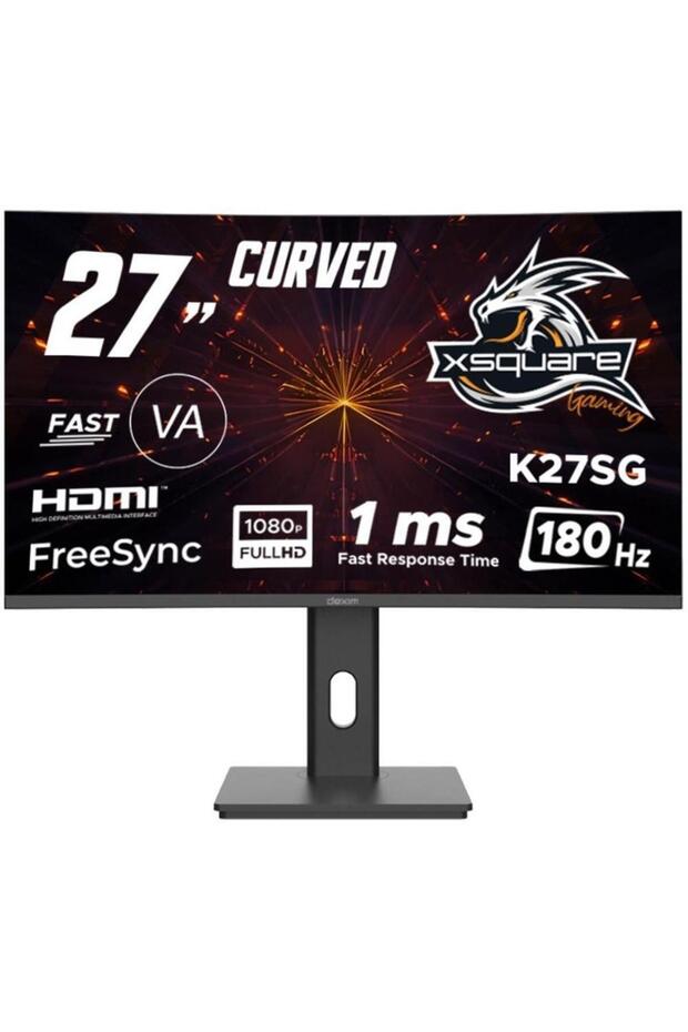 27" DMT008 Fhd 180hz 1ms Hdmı+dp K27SG Freesync Adaptive Sync Curved Va Gaming Pivot Monitör - 1