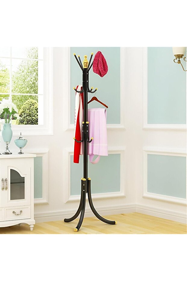 Stand - Elegant 16-Hook Cloak Rack with Sturdy Stainless Steel Base, Perfect for Organizing Clothes