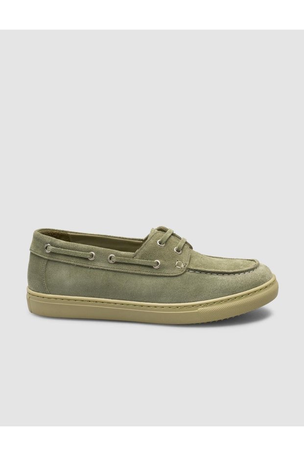 Lenanor Monamae 100% Genuine Leather Green Suede Women's Casual Boat Shoes