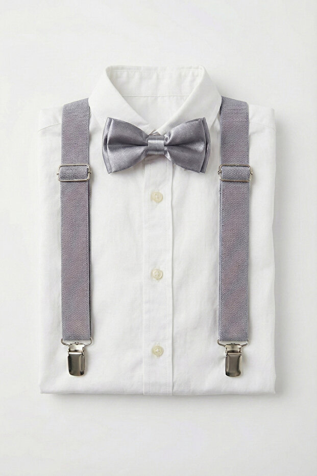 Children's Gray Adjustable Strap Bow Tie Set - April 23, October 29, November 10 Show