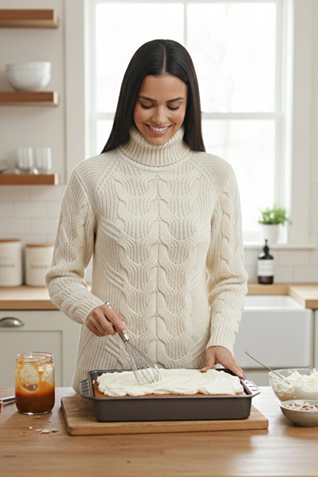 Kadın Balıkçı Yaka Kalın Kazak - 3