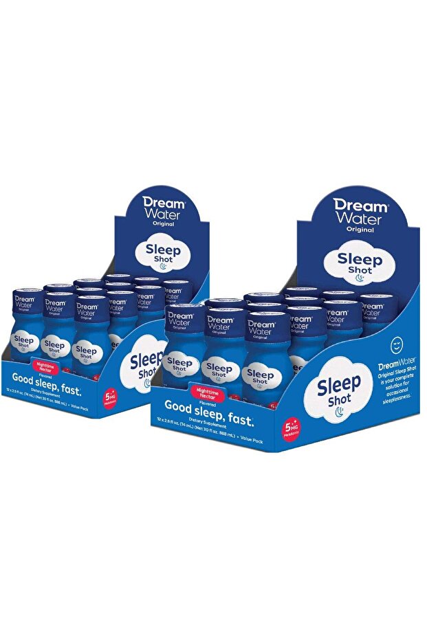 Dream Water (Pack Of 2) Original Melatonin 5mg, Nighttime Nectar, 24x74ml