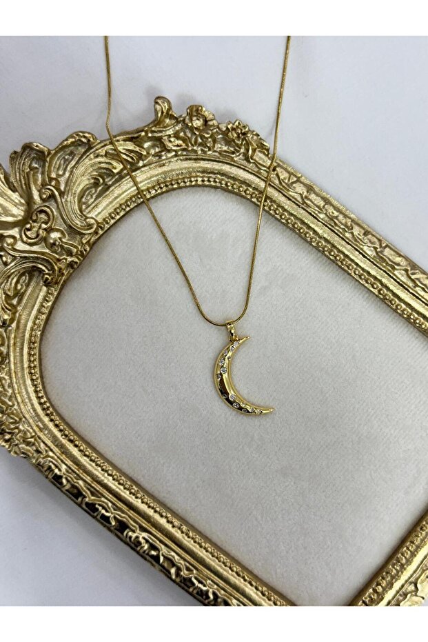 Çelik Ay Hilal Kolye - 1