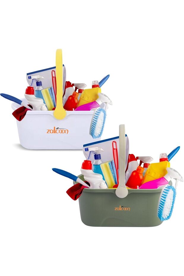 3.4 Gallon (13L) 2pcs Large Plastic Water Bucket with Handle for House Cleaning, Laundry Basket,
