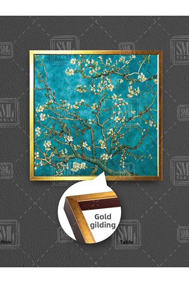 Blooming Almond Tree Van Gogh Framed Square Canvas Painting - 1