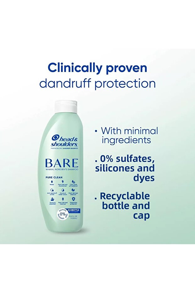 Head & Shoulders Bare Pure Clean Dandruff Shampoo 400ml - 3