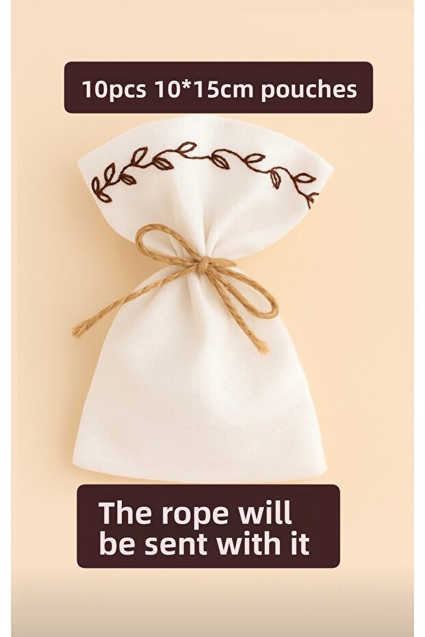 10 Pieces 10×15 cm Embroidered Raw Cloth Bag Multi-Purpose Cloth Bag