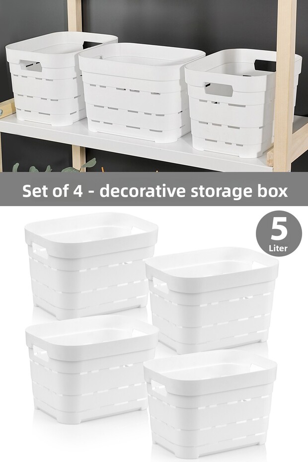 4-Hole Decorative Pyramid Storage Box - Closet Organizer Multi-Purpose Organizer 5 Lt White