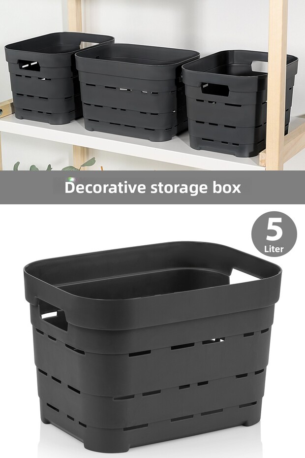 Perforated Decorative Pyramid Storage Box - Inside Cabinet Organizer Organizer Box 5 Lt Anthracite
