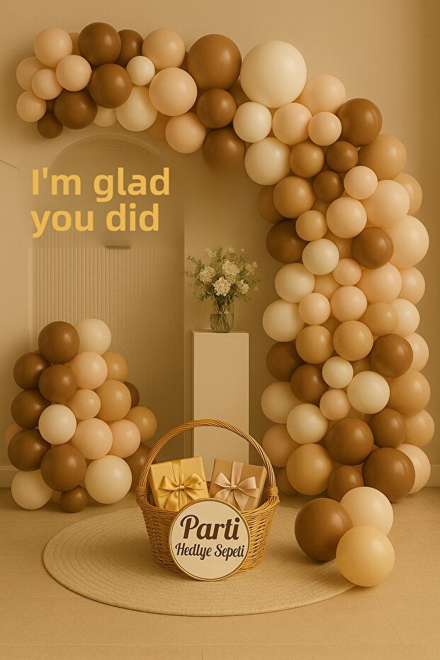 Birthday Balloon Decoration Set Brown Sand Beige White 80 Pieces | Happy Birthday Text Included