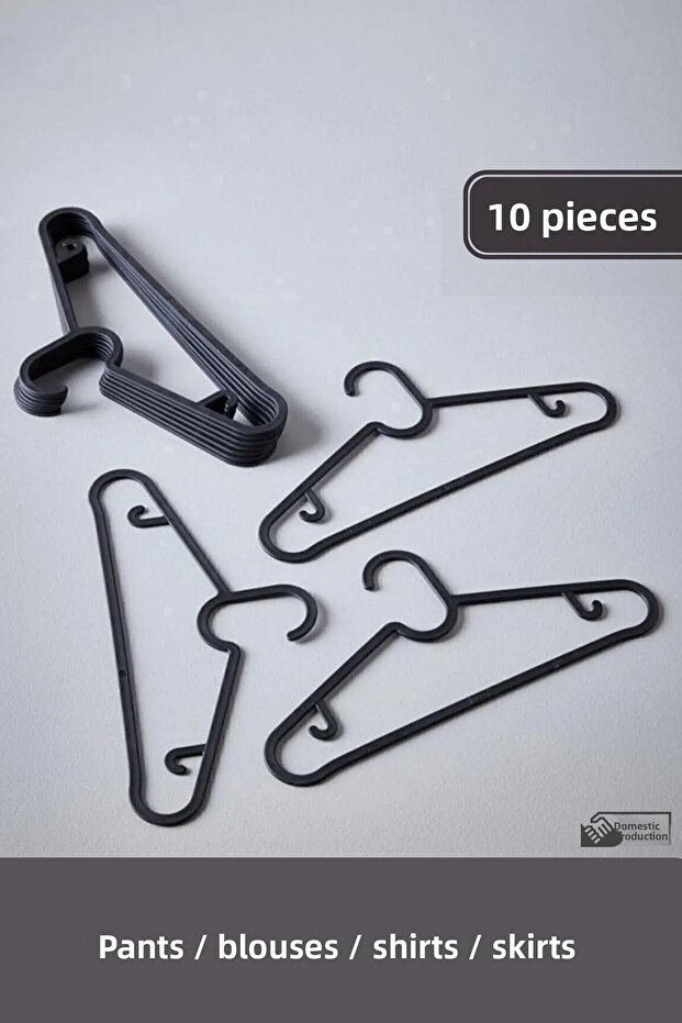 10 Pieces Clothes Hanger Scarf Hanger Shirt T-Shirt Hanger Unbreakable Set Black